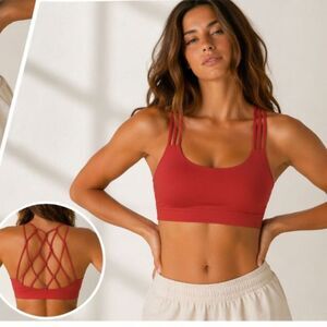 P’tula Coral Strappy Back Sports Bra Medium Multi Strap Activewear
